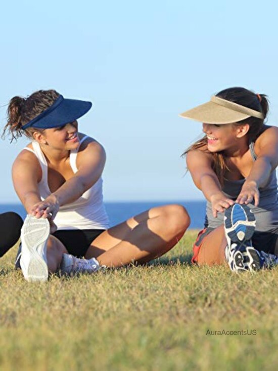 Wide Brim Sun Visor Hats with Clip On - UPF 50 for Sports Travel